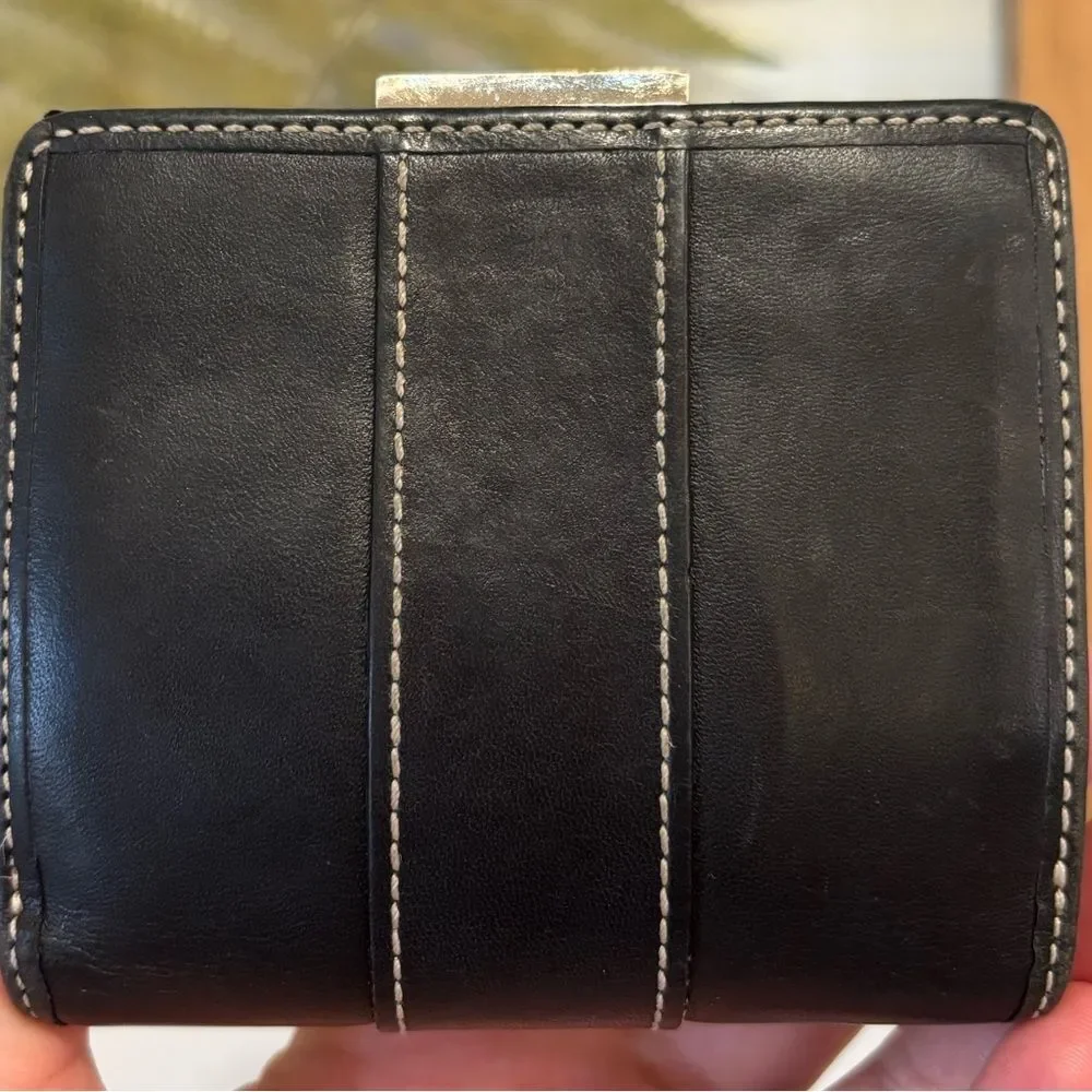 Vintage Coach Glove Tanned Black Leather Kisslock Wallet Coin Purse Frame RARE - Picture 9 of 9